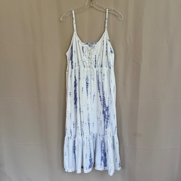 Rails Delilah White Linen Blend Midi Dress in Cloud Tie Dye Size L - Picture 4 of 12